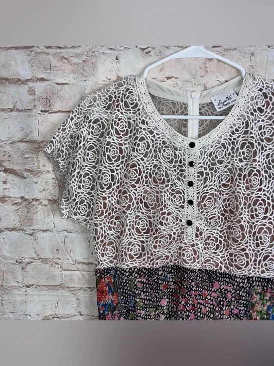 Anthropologie Beguile Byron Lars Lace Study Floral Dress Size 8 - Picture 3 of 6